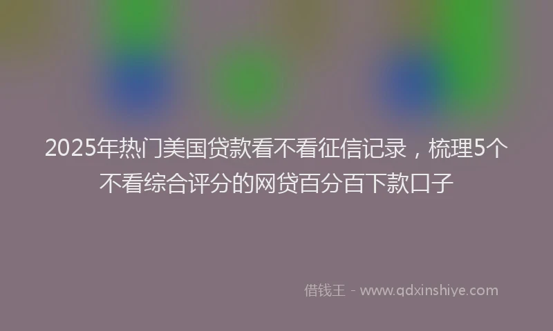 2025年热门美国贷款看不看征信记录，梳理5个不看综合评分的网贷百分百下款口子