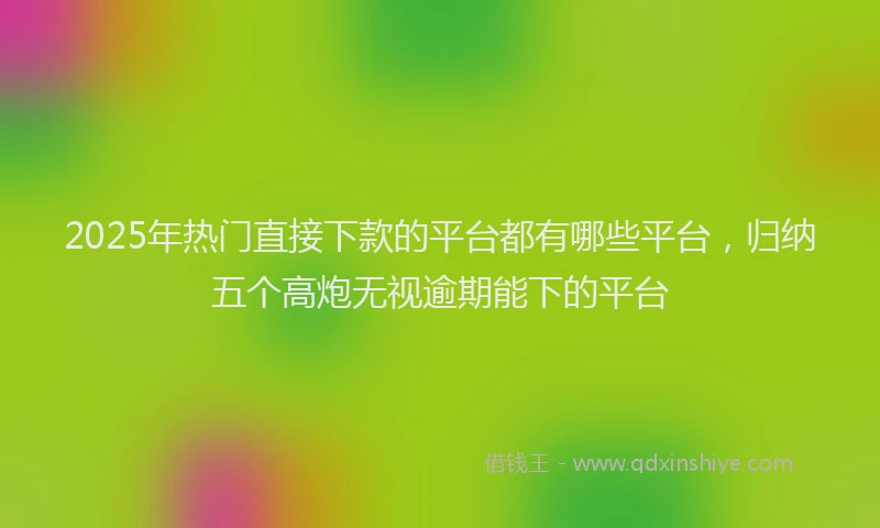 2025年热门直接下款的平台都有哪些平台,归纳五个高炮无视逾期能下的平台