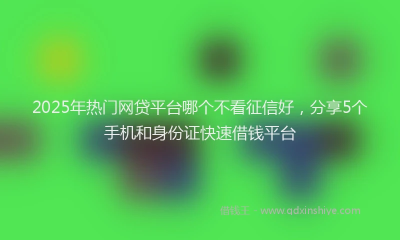 2025年热门网贷平台哪个不看征信好，分享5个手机和身份证快速借钱平台