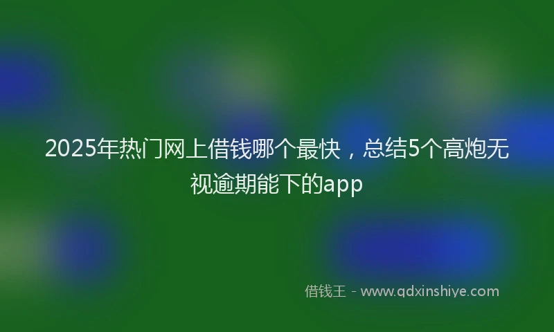 2025年热门网上借钱哪个最快，总结5个高炮无视逾期能下的app