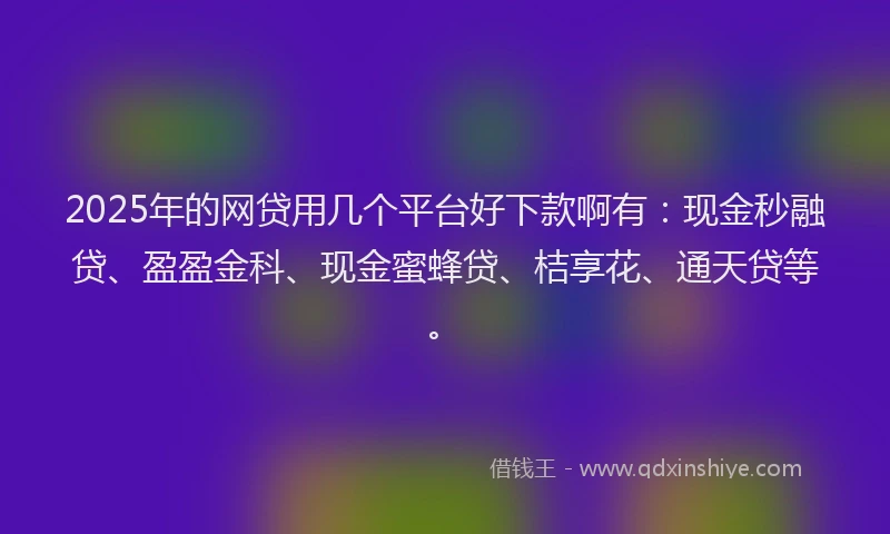 2025年的网贷用几个平台好下款啊有：现金秒融贷、盈盈金科、现金蜜蜂贷、桔享花、通天贷等。