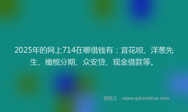 2025年的网上714在哪借钱有：宜花呗、洋葱先生、橄榄分期、众安贷、现金借款等。