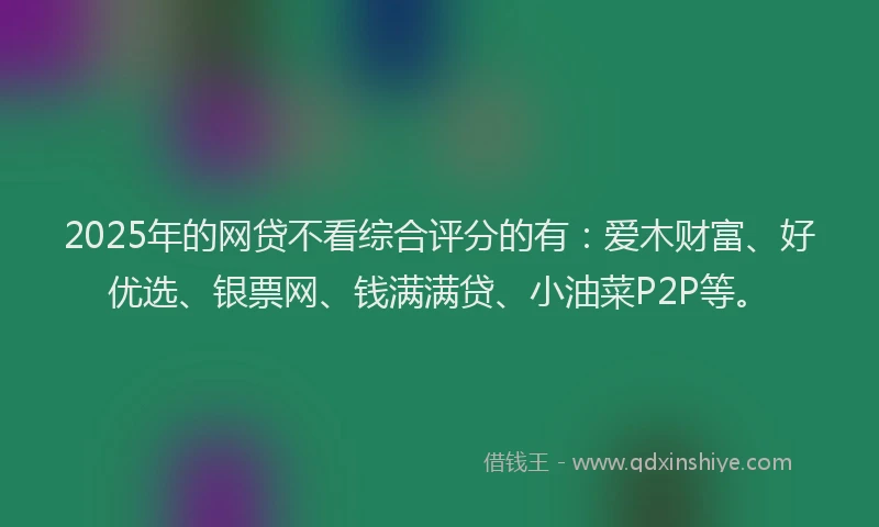 2025年的网贷不看综合评分的有：爱木财富、好优选、银票网、钱满满贷、小油菜P2P等。
