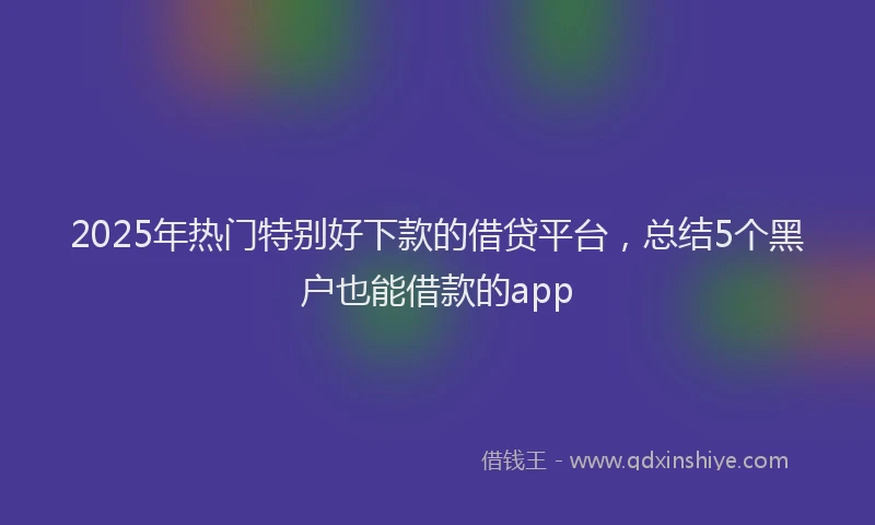 2025年热门特别好下款的借贷平台，总结5个黑户也能借款的app