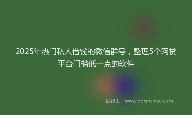 2025年热门私人借钱的微信群号，整理5个网贷平台门槛低一点的软件