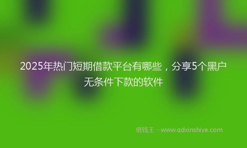 2025年热门短期借款平台有哪些，分享5个黑户无条件下款的软件