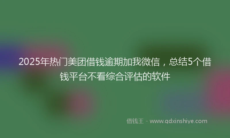 2025年热门美团借钱逾期加我微信,总结5个借钱平台不看综合评估的软件