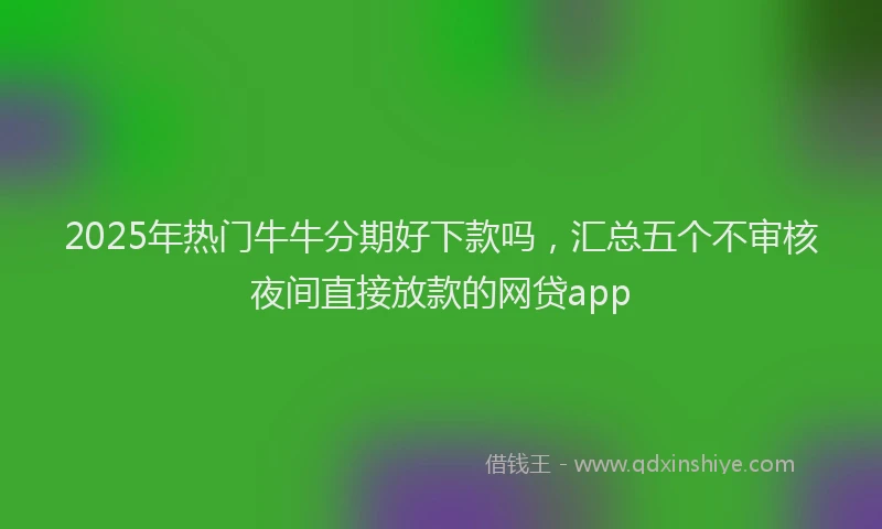 2025年热门牛牛分期好下款吗，汇总五个不审核夜间直接放款的网贷app