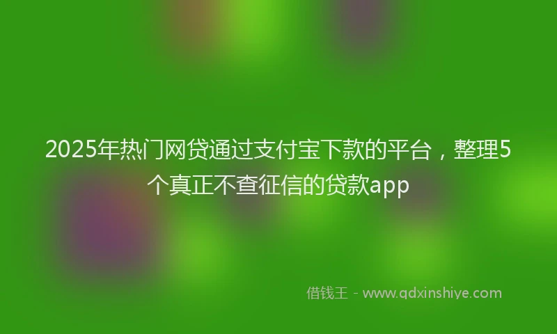 2025年热门网贷通过支付宝下款的平台，整理5个真正不查征信的贷款app