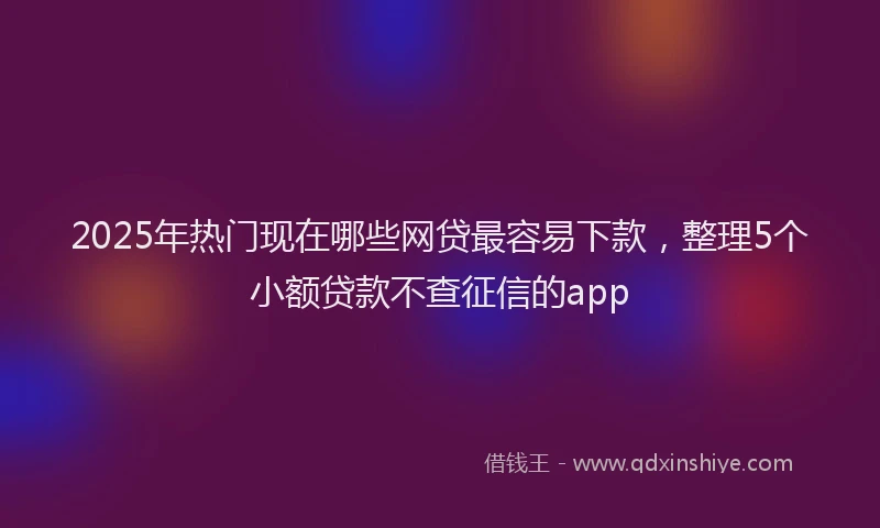2025年热门现在哪些网贷最容易下款，整理5个小额贷款不查征信的app