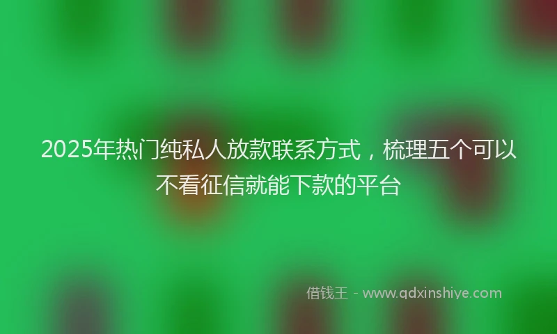 2025年热门纯私人放款联系方式，梳理五个可以不看征信就能下款的平台