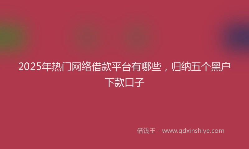 2025年热门网络借款平台有哪些，归纳五个黑户下款口子