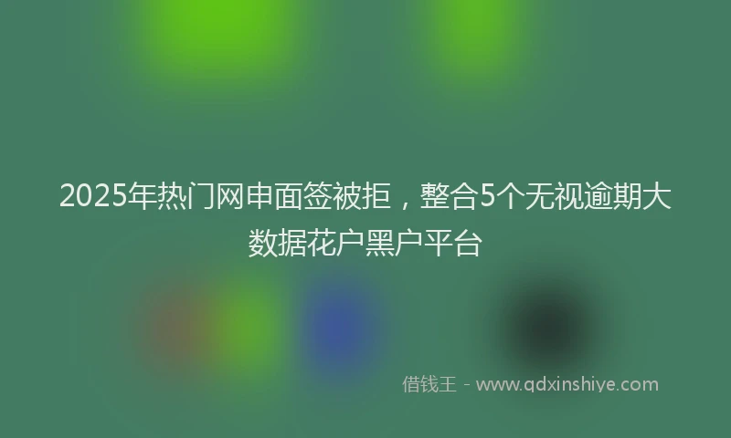 2025年热门网申面签被拒,整合5个无视逾期大数据花户黑户平台