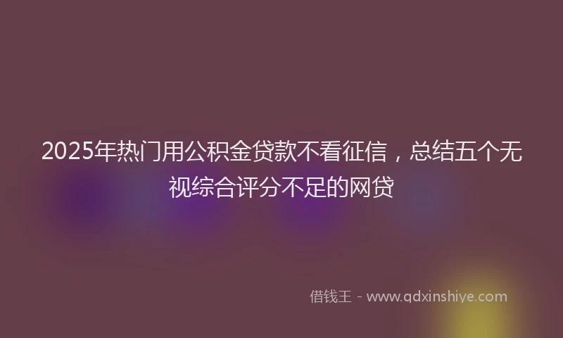 2025年热门用公积金贷款不看征信，总结五个无视综合评分不足的网贷