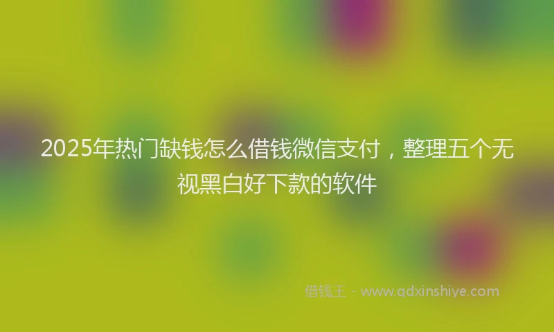2025年热门缺钱怎么借钱微信支付，整理五个无视黑白好下款的软件