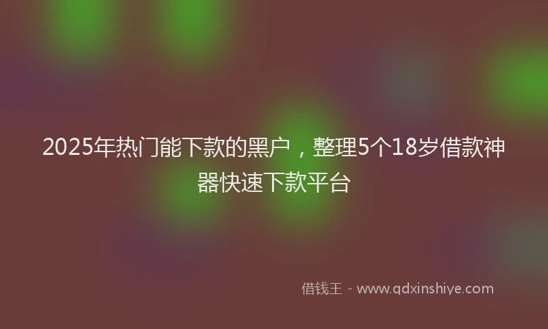 2025年热门能下款的黑户,整理5个18岁借款神器快速下款平台