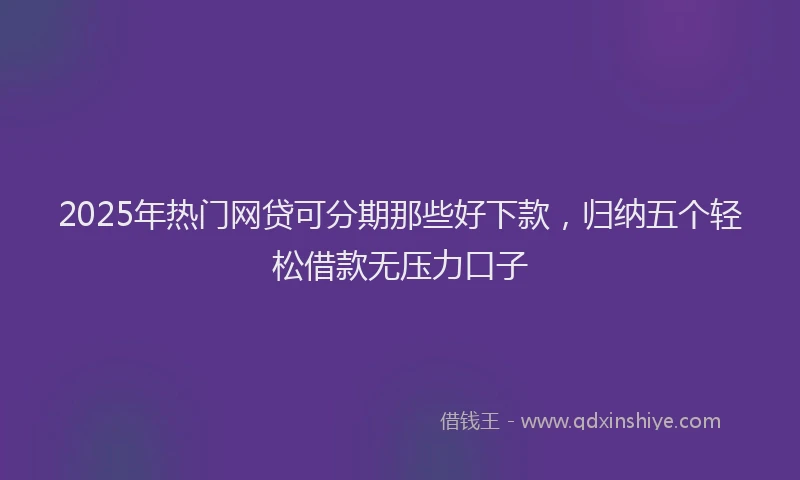 2025年热门网贷可分期那些好下款，归纳五个轻松借款无压力口子