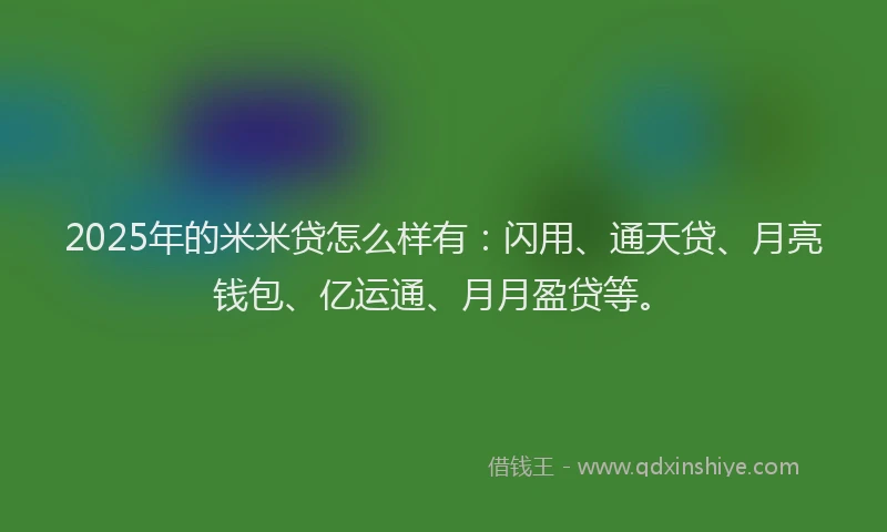 2025年的米米贷怎么样有：闪用、通天贷、月亮钱包、亿运通、月月盈贷等。