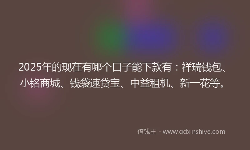 2025年的现在有哪个口子能下款有：祥瑞钱包、小铭商城、钱袋速贷宝、中益租机、新一花等。