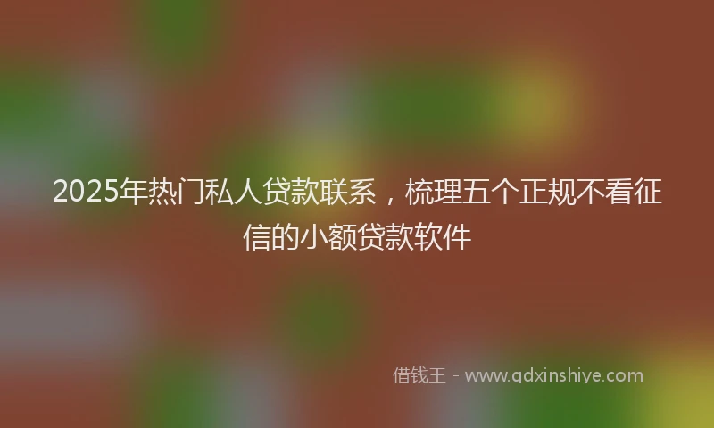 2025年热门私人贷款联系，梳理五个正规不看征信的小额贷款软件
