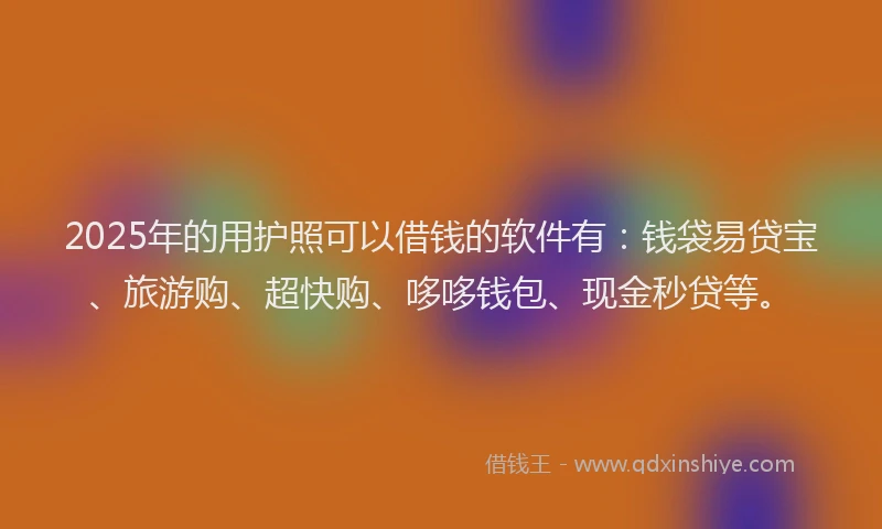 2025年的用护照可以借钱的软件有：钱袋易贷宝、旅游购、超快购、哆哆钱包、现金秒贷等。