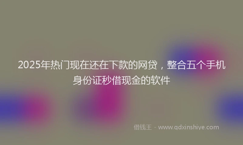 2025年热门现在还在下款的网贷，整合五个手机身份证秒借现金的软件
