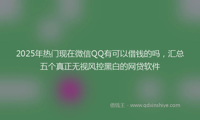 2025年热门现在微信QQ有可以借钱的吗，汇总五个真正无视风控黑白的网贷软件