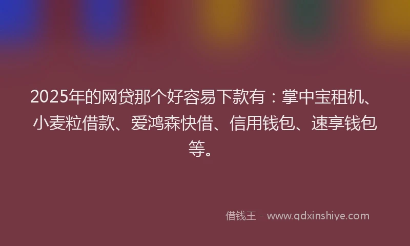 2025年的网贷那个好容易下款有：掌中宝租机、小麦粒借款、爱鸿森快借、信用钱包、速享钱包等。