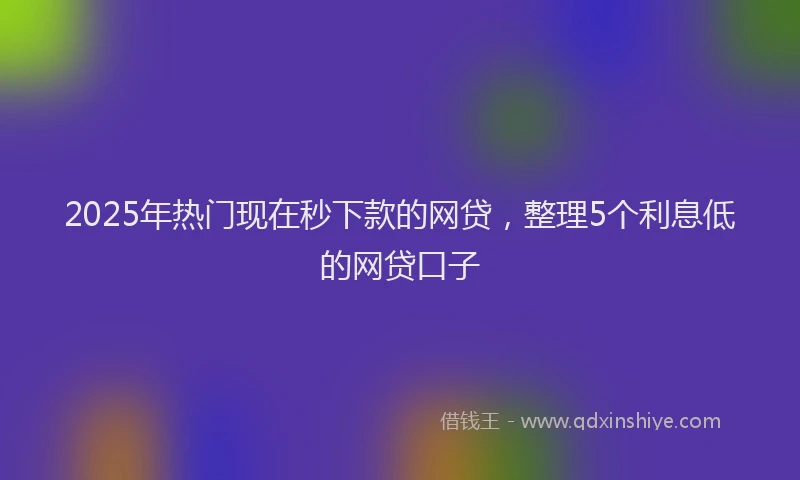 2025年热门现在秒下款的网贷，整理5个利息低的网贷口子