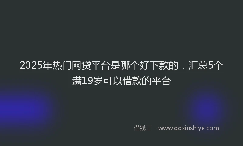2025年热门网贷平台是哪个好下款的，汇总5个满19岁可以借款的平台