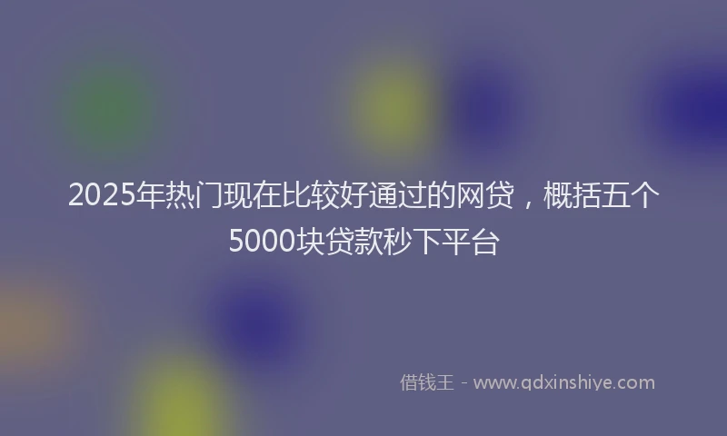 2025年热门现在比较好通过的网贷，概括五个5000块贷款秒下平台