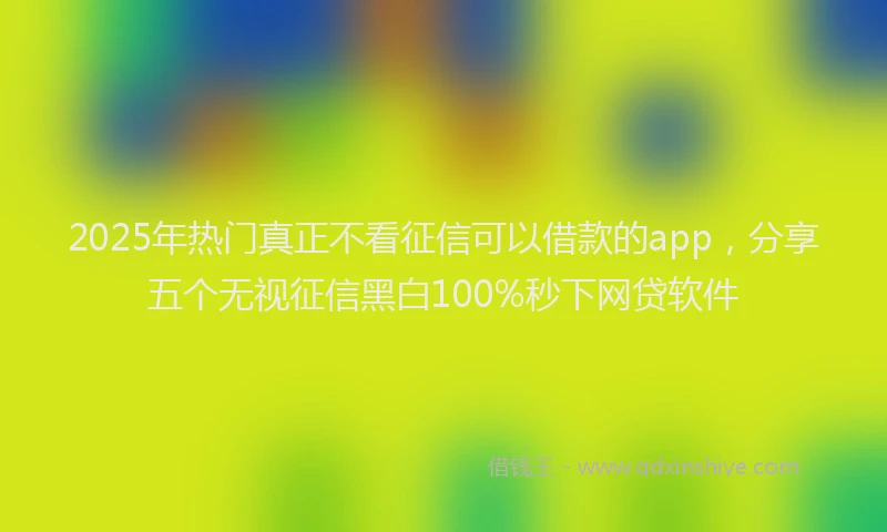 2025年热门真正不看征信可以借款的app,分享五个无视征信黑白100%秒下网贷软件