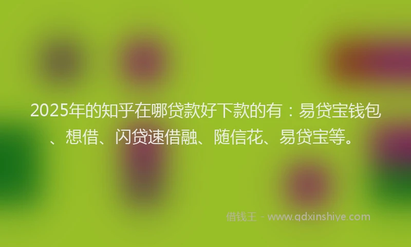 2025年的知乎在哪贷款好下款的有：易贷宝钱包、想借、闪贷速借融、随信花、易贷宝等。