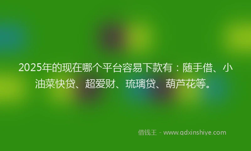 2025年的现在哪个平台容易下款有:随手借、小油菜快贷、超爱财、琉璃贷、葫芦花等。