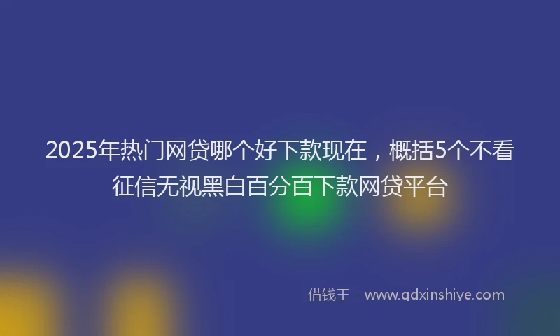 2025年热门网贷哪个好下款现在，概括5个不看征信无视黑白百分百下款网贷平台