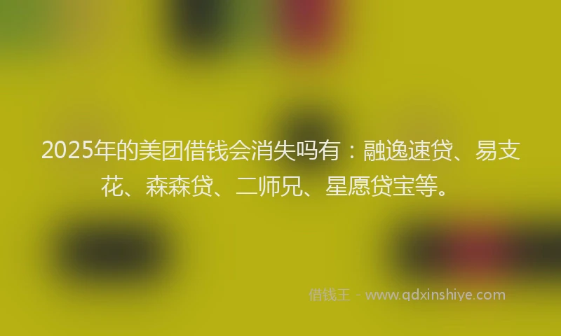 2025年的美团借钱会消失吗有：融逸速贷、易支花、森森贷、二师兄、星愿贷宝等。