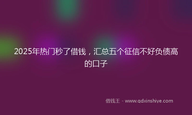 2025年热门秒了借钱，汇总五个征信不好负债高的口子