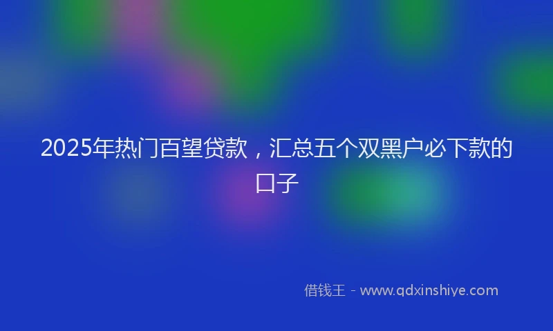 2025年热门百望贷款，汇总五个双黑户必下款的口子