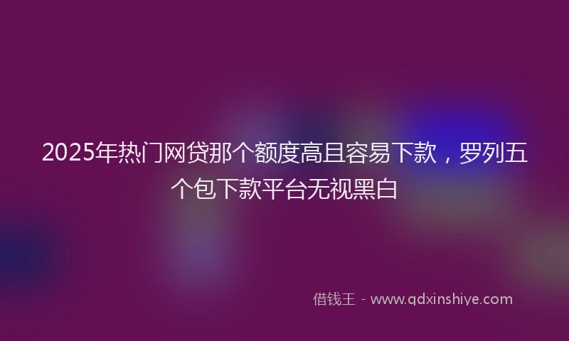 2025年热门网贷那个额度高且容易下款，罗列五个包下款平台无视黑白