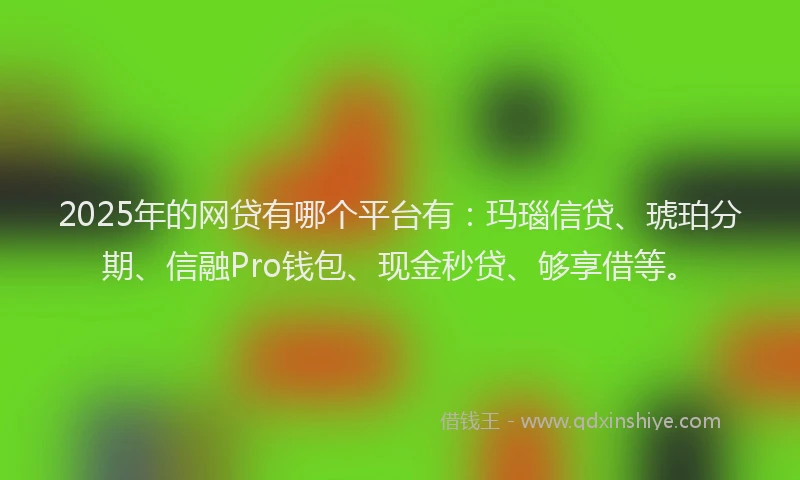 2025年的网贷有哪个平台有：玛瑙信贷、琥珀分期、信融Pro钱包、现金秒贷、够享借等。