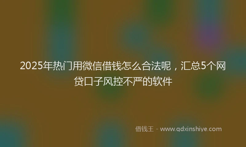 2025年热门用微信借钱怎么合法呢,汇总5个网贷口子风控不严的软件