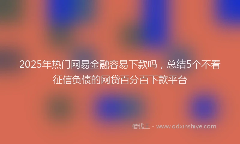 2025年热门网易金融容易下款吗，总结5个不看征信负债的网贷百分百下款平台