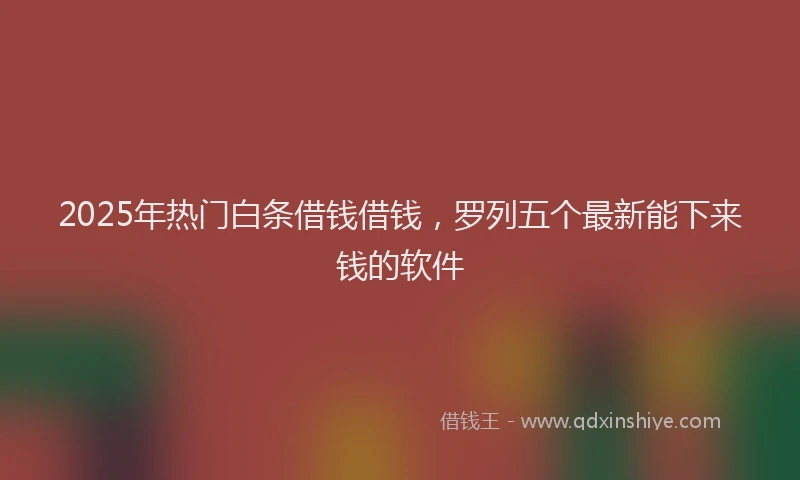 2025年热门白条借钱借钱,罗列五个最新能下来钱的软件