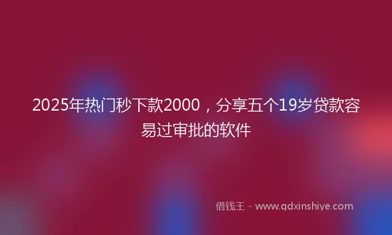 2025年热门秒下款2000，分享五个19岁贷款容易过审批的软件