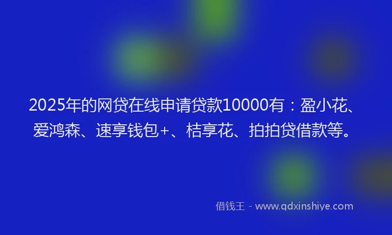 2025年的网贷在线申请贷款10000有:盈小花、爱鸿森、速享钱包+、桔享花、拍拍贷借款等。