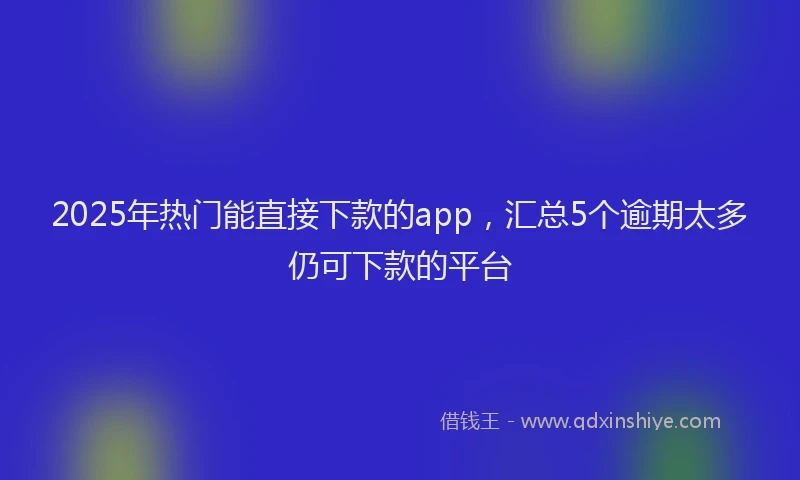 2025年热门能直接下款的app,汇总5个逾期太多仍可下款的平台