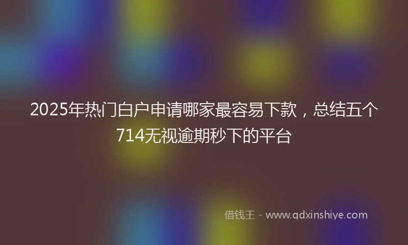 2025年热门白户申请哪家最容易下款，总结五个714无视逾期秒下的平台