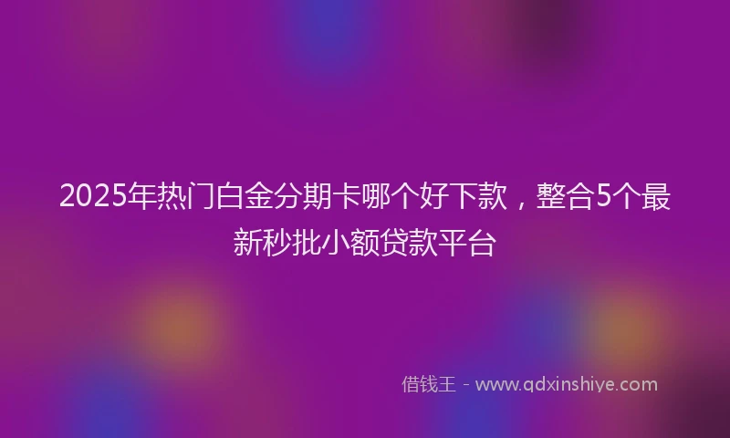 2025年热门白金分期卡哪个好下款，整合5个最新秒批小额贷款平台