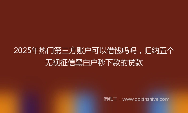 2025年热门第三方账户可以借钱吗吗，归纳五个无视征信黑白户秒下款的贷款