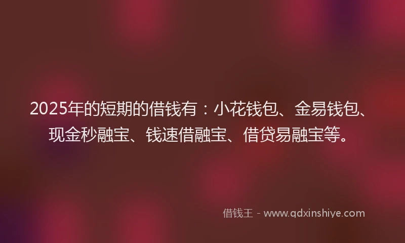 2025年的短期的借钱有：小花钱包、金易钱包、现金秒融宝、钱速借融宝、借贷易融宝等。